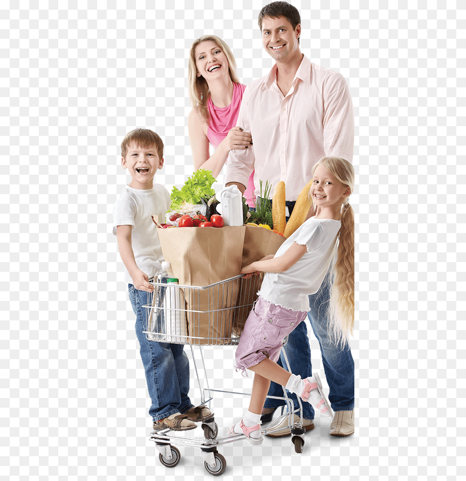 Family Shopping Cart, Person, Boy, Child, Female Free Png