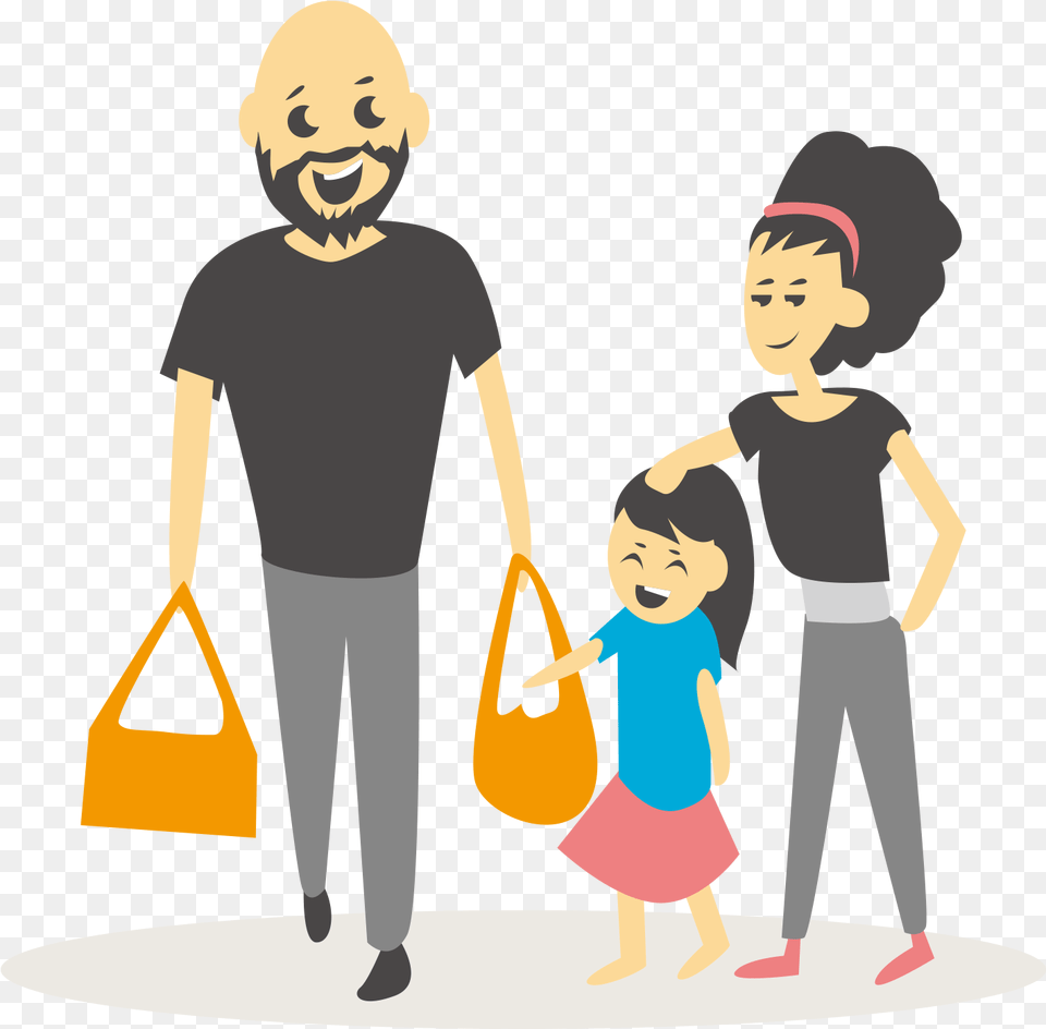 Family Shopping Illustration Shopping Family Clipart, Accessories, Person, Handbag, Bag Png Image