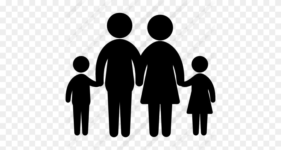 Family Silhouette, Gray Png