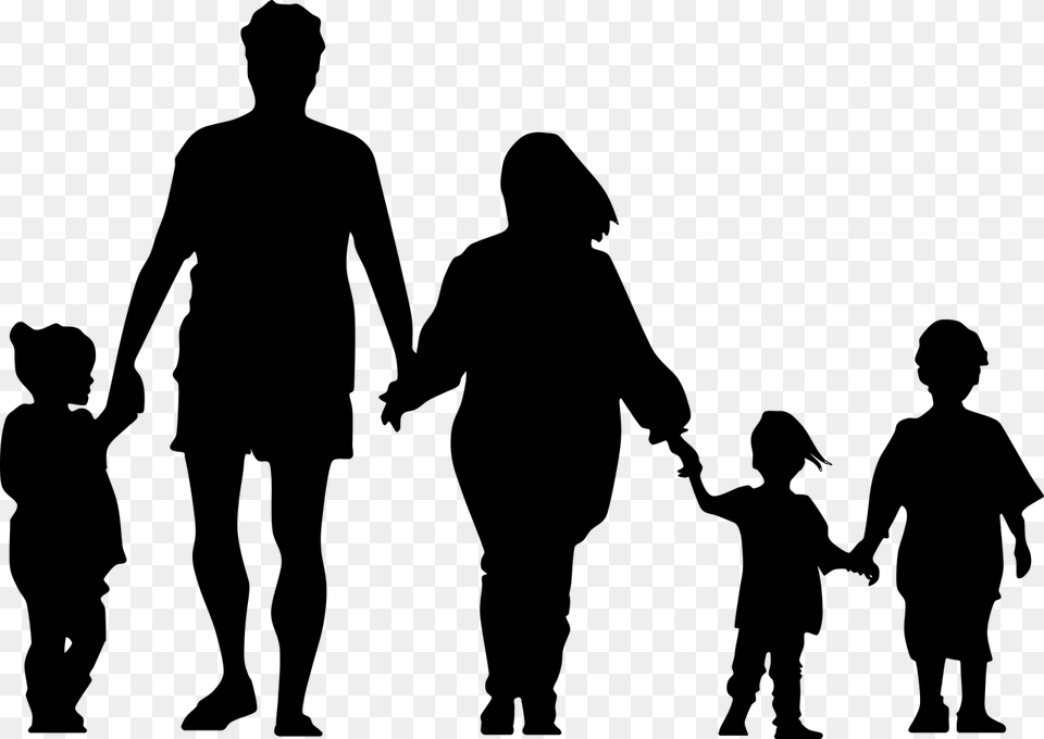 Family Silhouette, Gray Free Transparent Png
