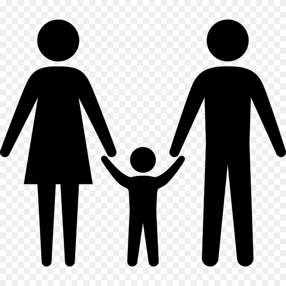 Family Silhouette Holding Hands Clip Art, Gray Png Image