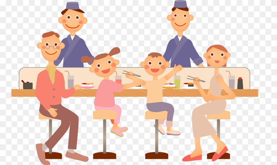 Family Sushi Restaurant Clipart, Person, People, Baby, Boy Png Image