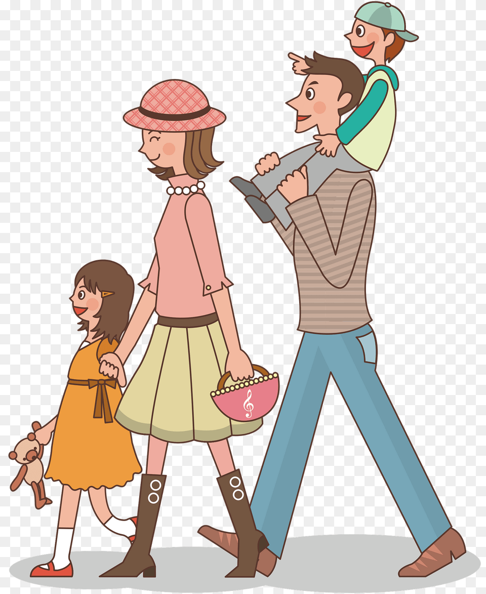 Family Taking A Walk Clipart, Book, Comics, Publication, Person Free Png