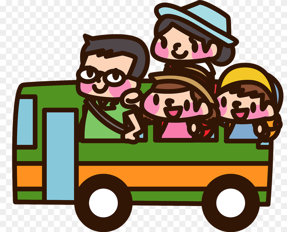 Family Traveling By Bus Clipart, Person, People, Machine, Bulldozer Free Png