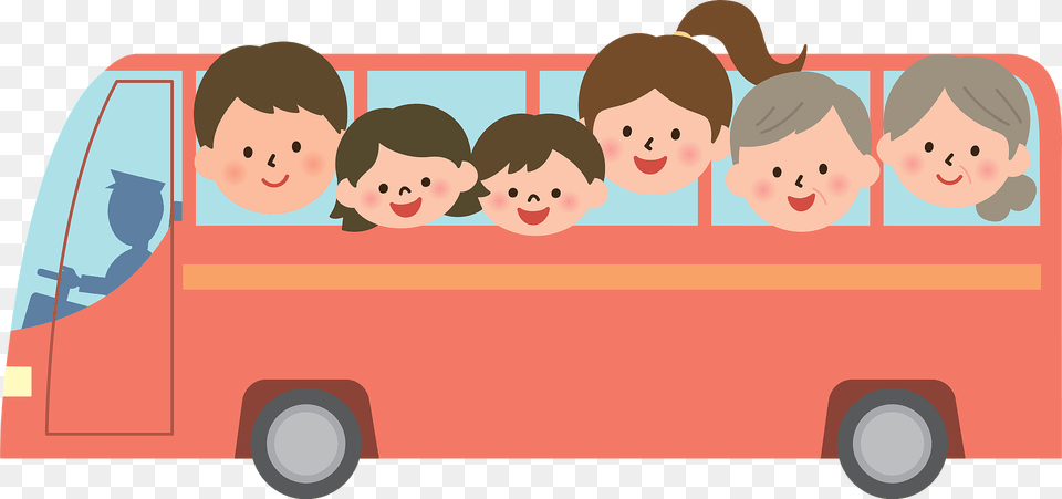 Family Travels By Bus Clipart, Transportation, Vehicle, Baby, Face Png