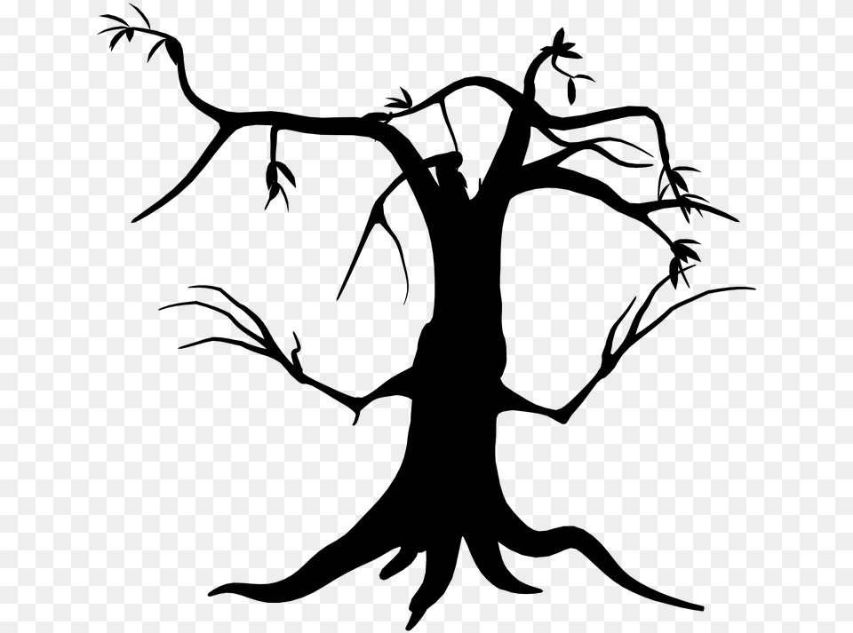 Family Tree Clip Art Halloween Tree Silhouette, Gray Free Png