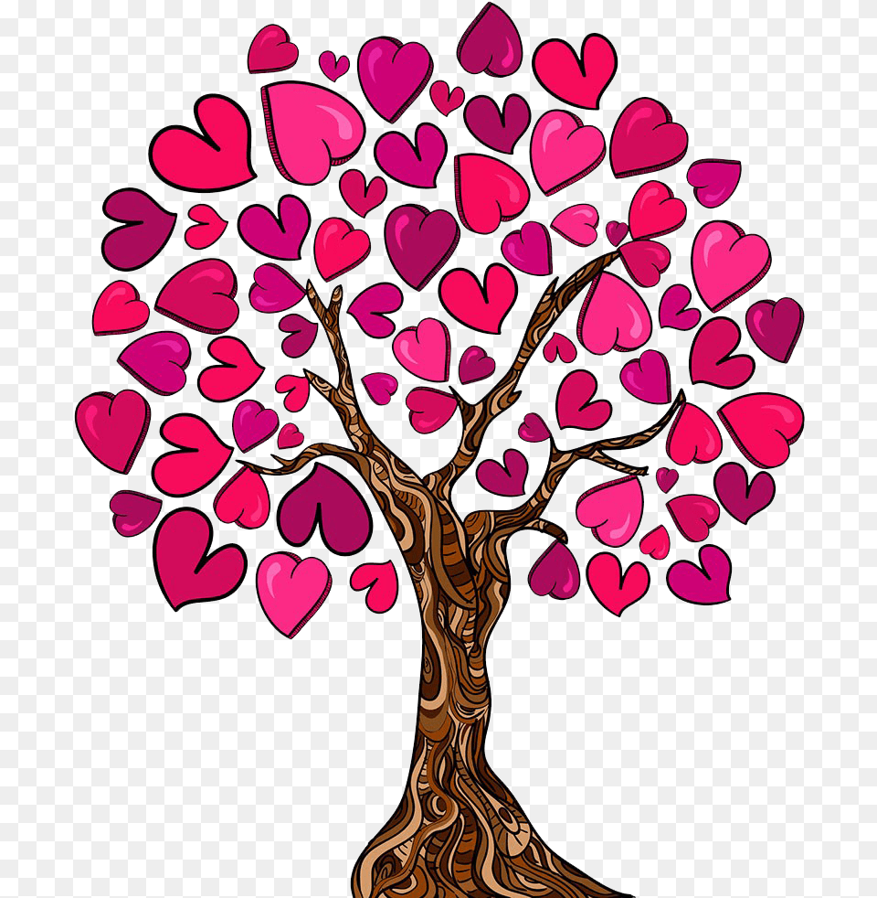 Family Tree Heart Love Clip Art Clipart Heart Family Tree Valentine Tree Clip Art, Potted Plant, Plant, Flower, Painting Png Image