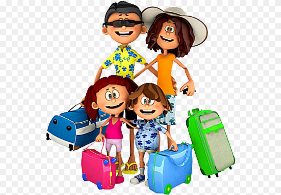 Family Vacation Clipart, Baggage, Baby, Person, Suitcase Png Image