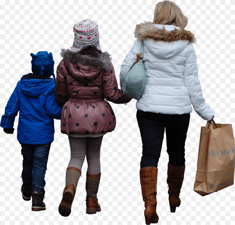 Family Walking Via Architextures Download Personas De Compras, Jacket, Clothing, Coat, Glove Png