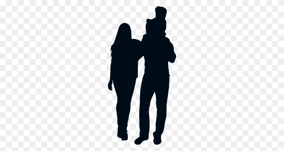 Family With Child On Shoulders Silhouette, Adult, Person, Woman, Female Free Png