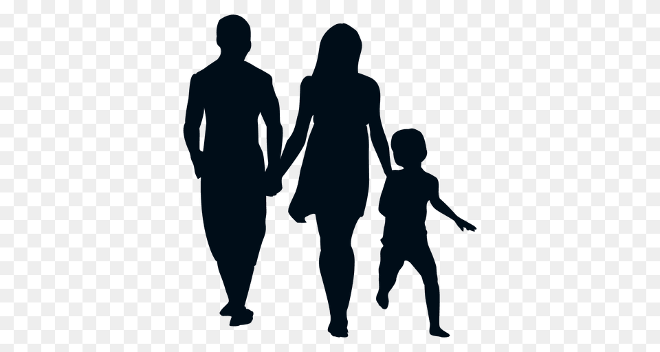 Family With Child Silhouette, Walking, Person, Man, Male Free Transparent Png