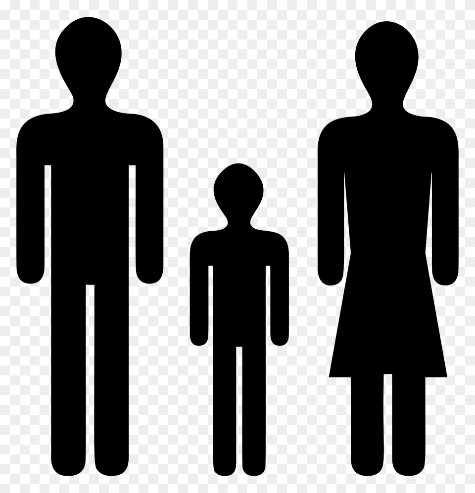 Family With One Child Pictogram, Silhouette, Adult, Male, Man Free Transparent Png
