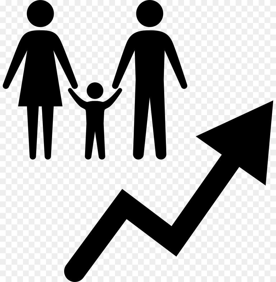 Family With Rising Arrow Socio Economic Development Icon, Person, Silhouette, Adult, Man Free Transparent Png