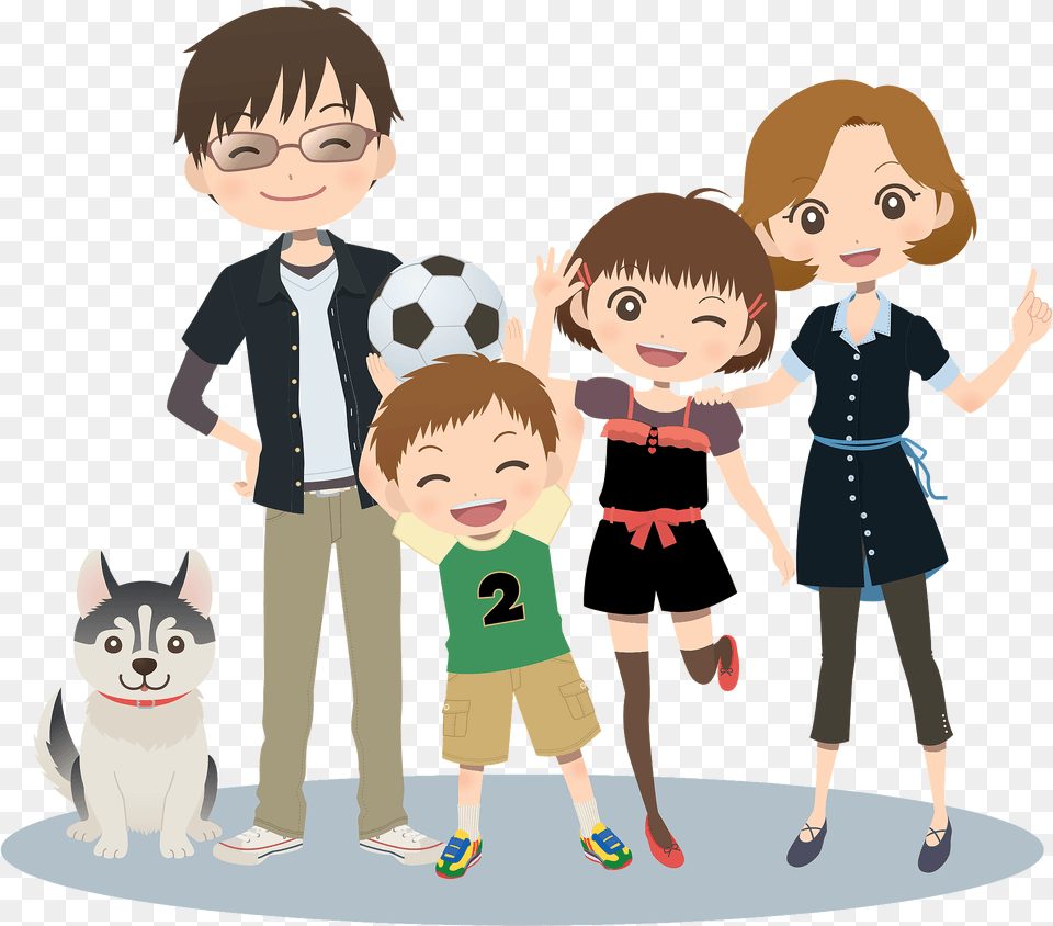 Family With Their Dog Clipart, Sport, Football, Soccer, Ball Png Image