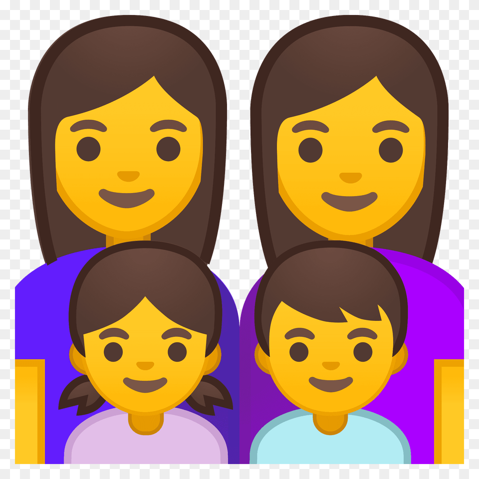 Family Woman Woman Girl Boy Emoji Clipart, Face, Head, People, Person Free Png Download