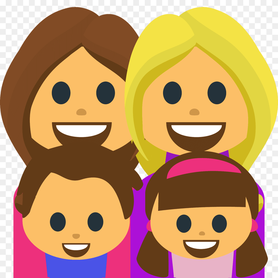 Family Woman Woman Girl Boy Emoji Clipart, Baby, Face, Head, Person Png Image