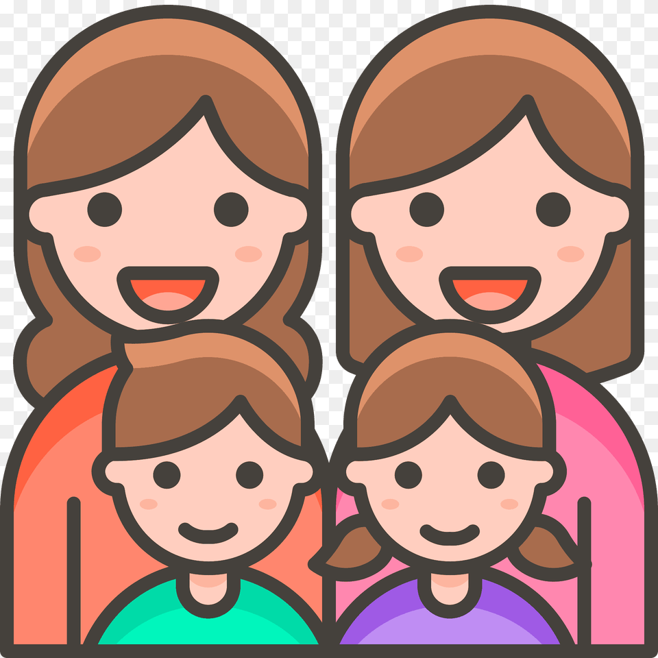 Family Woman Woman Girl Boy Emoji Clipart, Face, Head, Person, Art Free Png