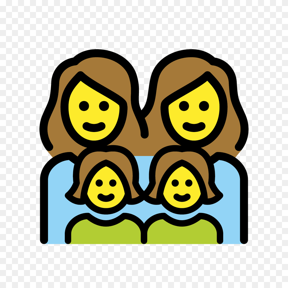 Family Woman Woman Girl Girl Emoji Clipart, Face, Head, Person, Baby Png Image