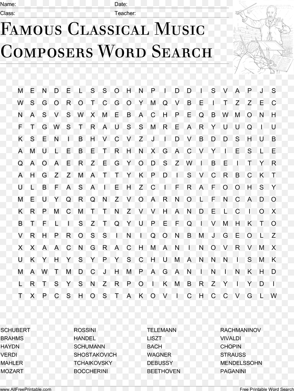 Famous Classical Music Composers Word Search Main Image, Baby, Person, Face, Head Free Png Download