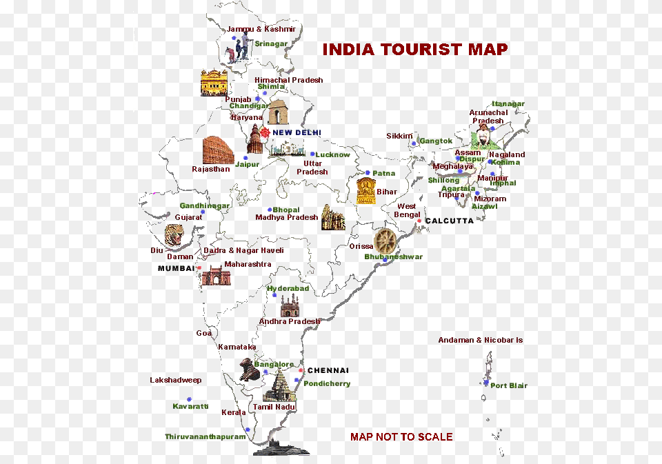 Famous Places In India Map, Chart, Plot, Atlas, Diagram Png Image