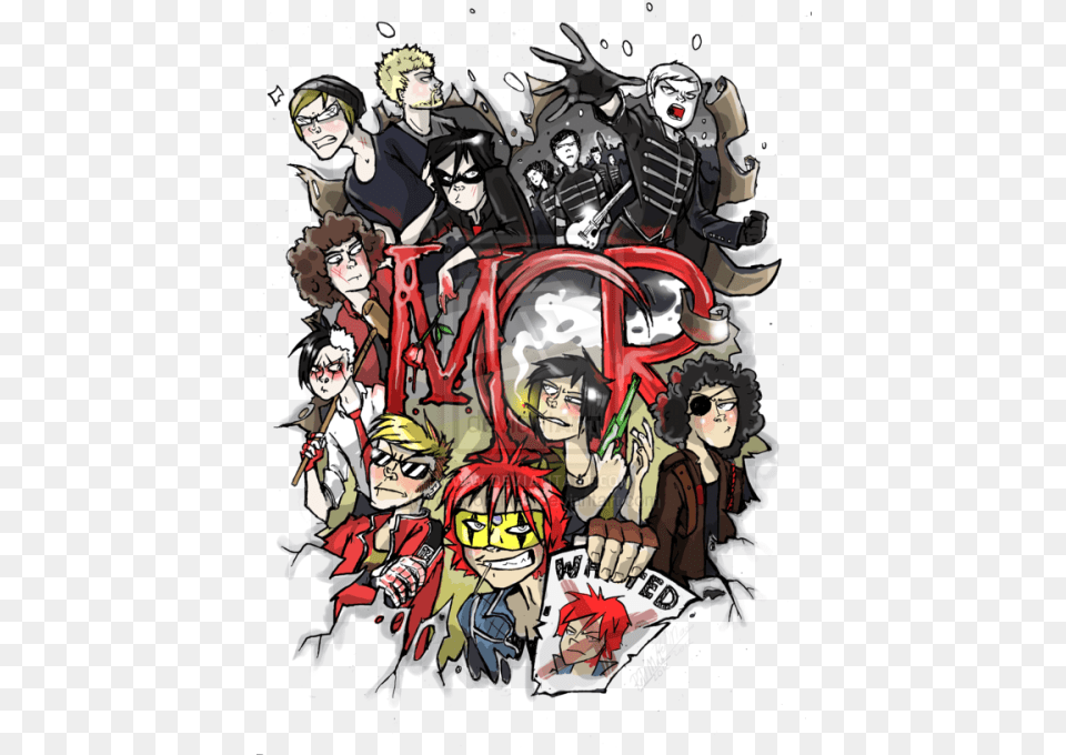 Fanart Traditional Art My Chemical Romance Anime My Chemical Romance, Publication, Book, Comics, Person Png