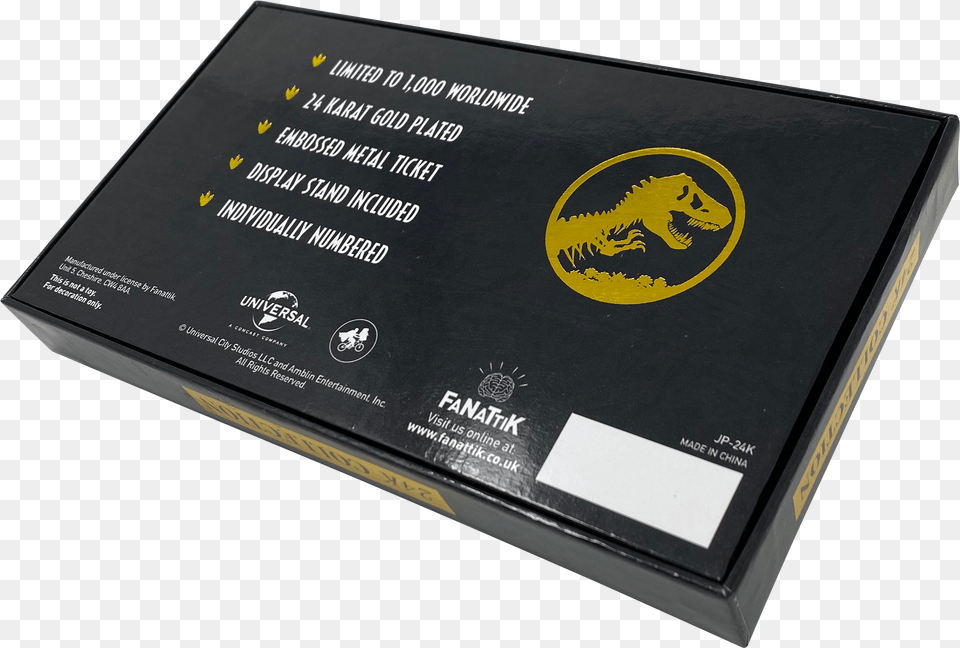 Fanattik Debuts 24k Gold Jurassic Park Jurassic Park Gold Ticket, Electronics, Hardware, Business Card, Paper Png Image