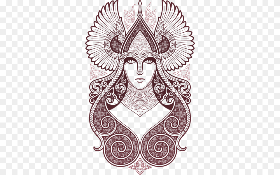 Fancy A Touch Of The Divine As A Tattoo Sleeve Or Back Norse Valkyrie Tattoo Designs, Pattern, Person, Face, Head Free Png Download