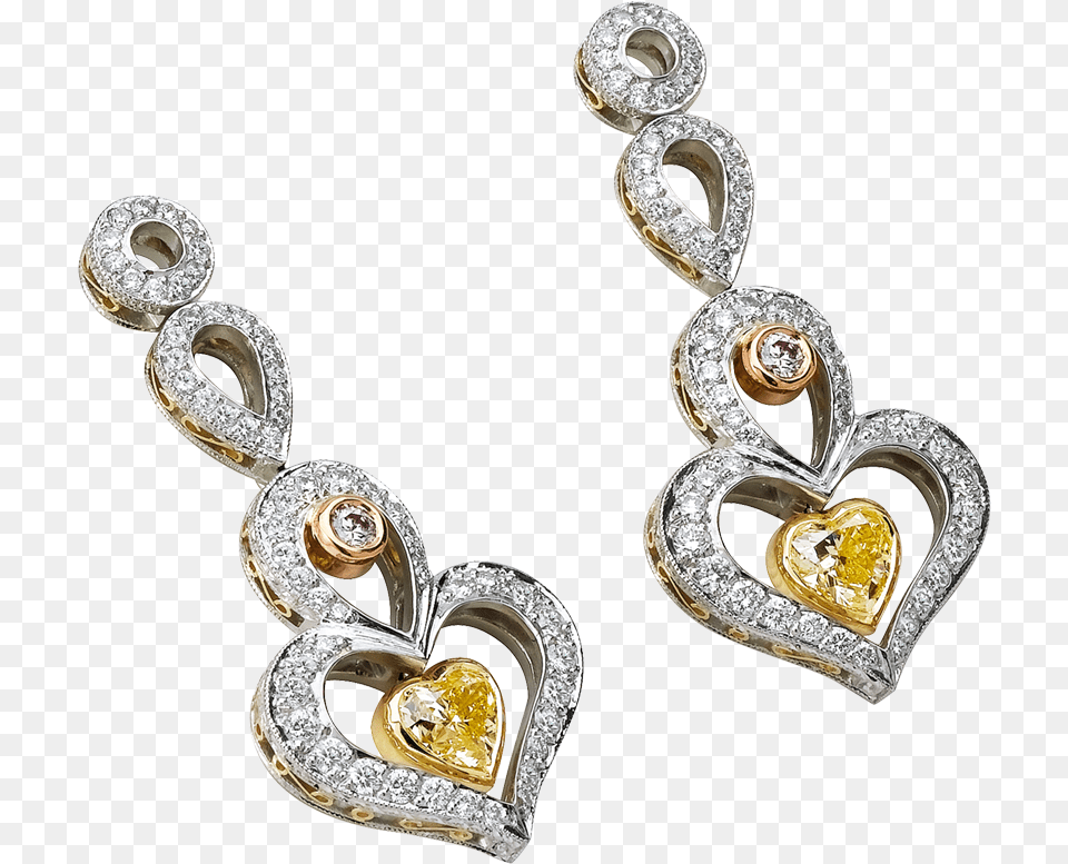 Fancy Colored Diamond Heart Shaped Earrings Solid, Accessories, Earring, Jewelry, Necklace Png