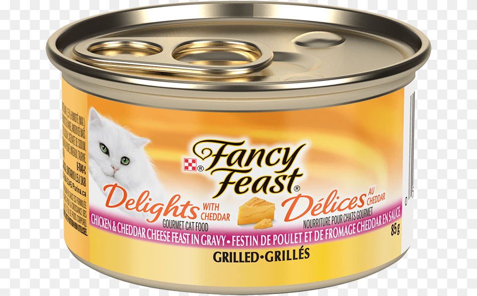 Fancy Feast Delights With Cheddar Grilled Chicken Fancy Feast, Aluminium, Food, Canned Goods, Can Png
