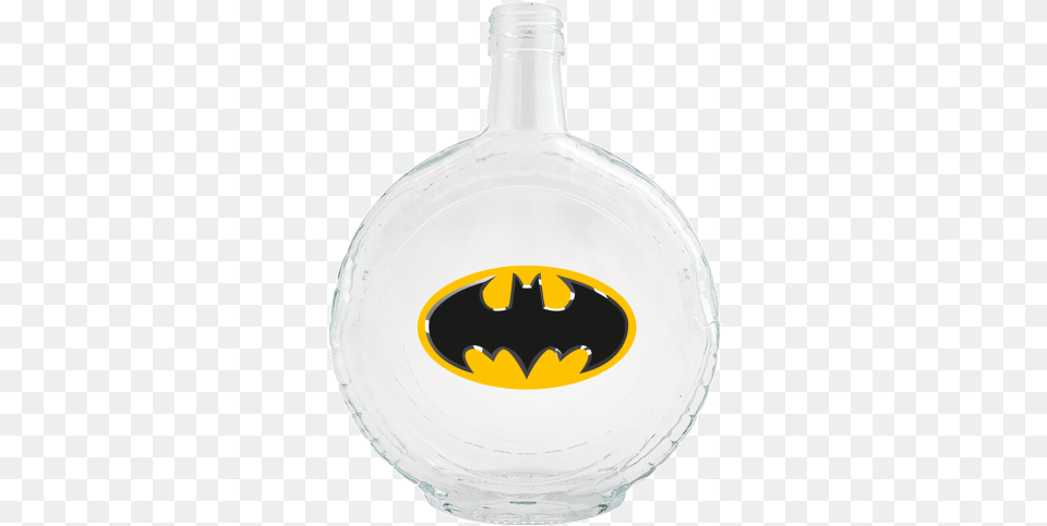 Fancy Flat Glass Alcohol Bottle 500 Ml With Printing Batman Bottle, Logo, Symbol, Batman Logo Free Png Download