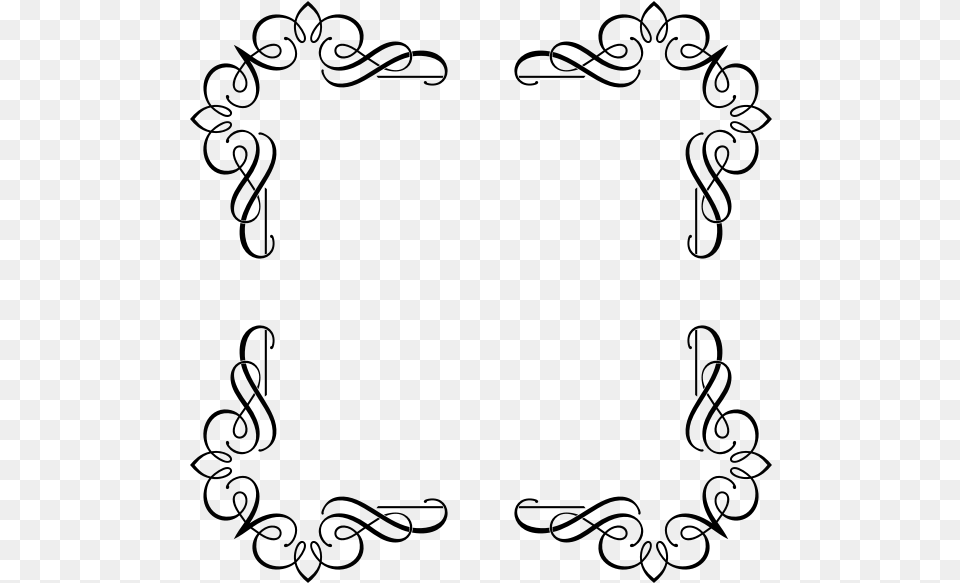 Fancy Flourish Frame Rectangular Shape Fancy Borders, Gray Free Png