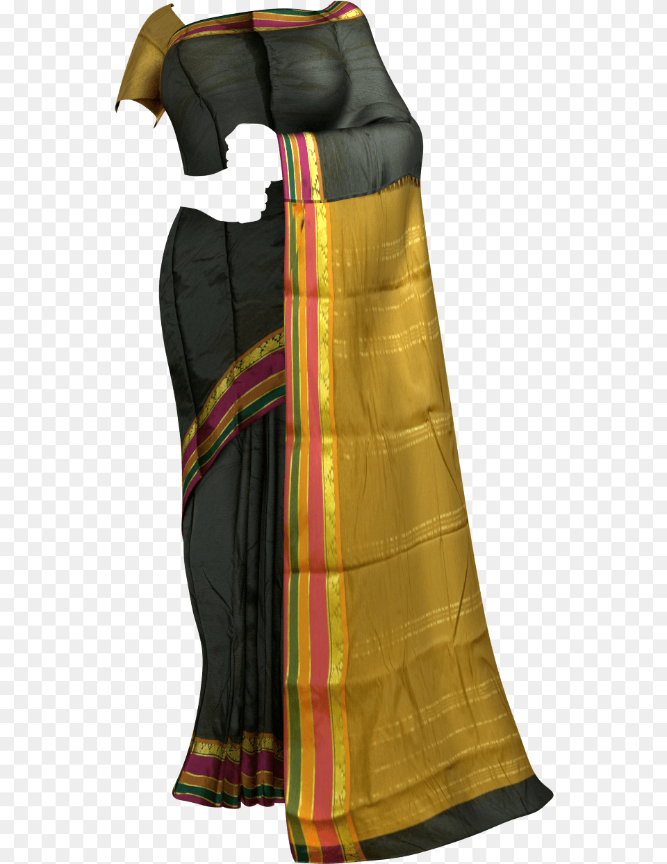 Fancy Multicolored Stripes On A Contrast Border Silk Kanchipuram Silk, Clothing, Lifejacket, Vest, Adult Free Png