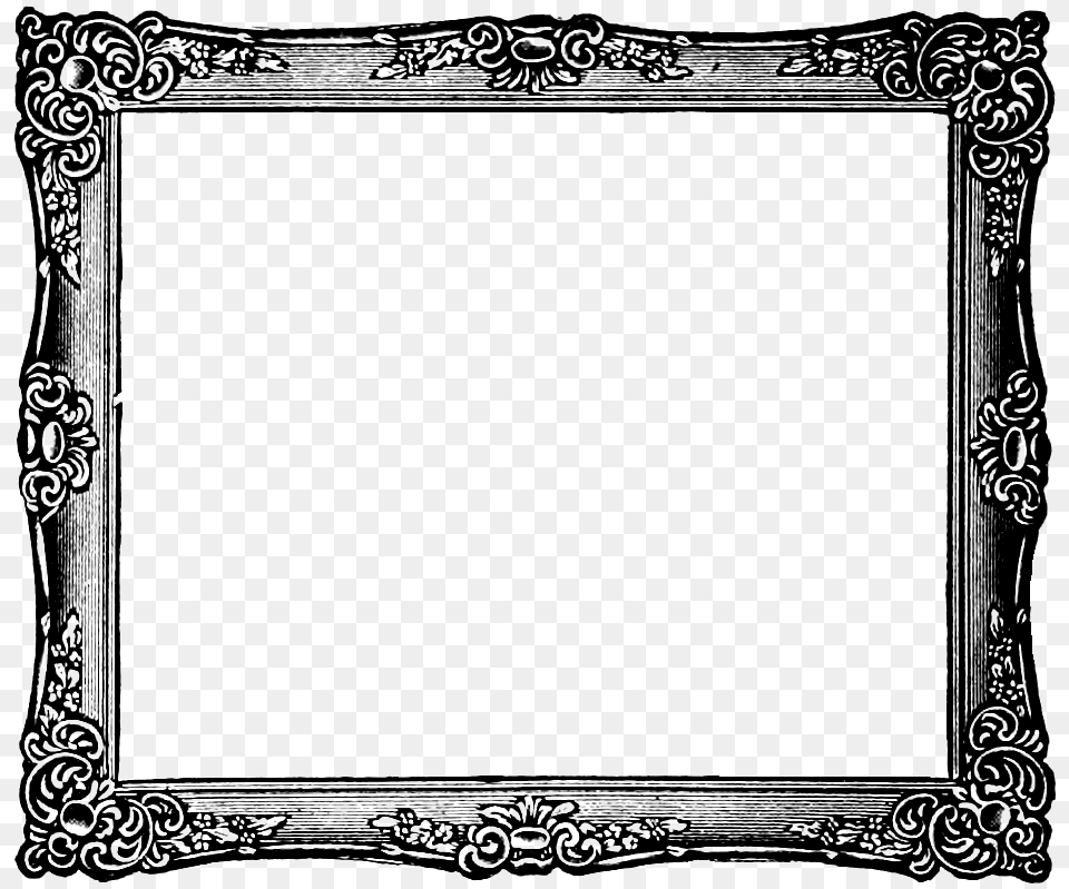 Fancy Painting Frame Black And White Clip Art, Mirror, White Board Png