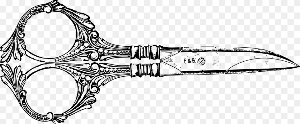 Fancy Scissors, Gray Free Transparent Png