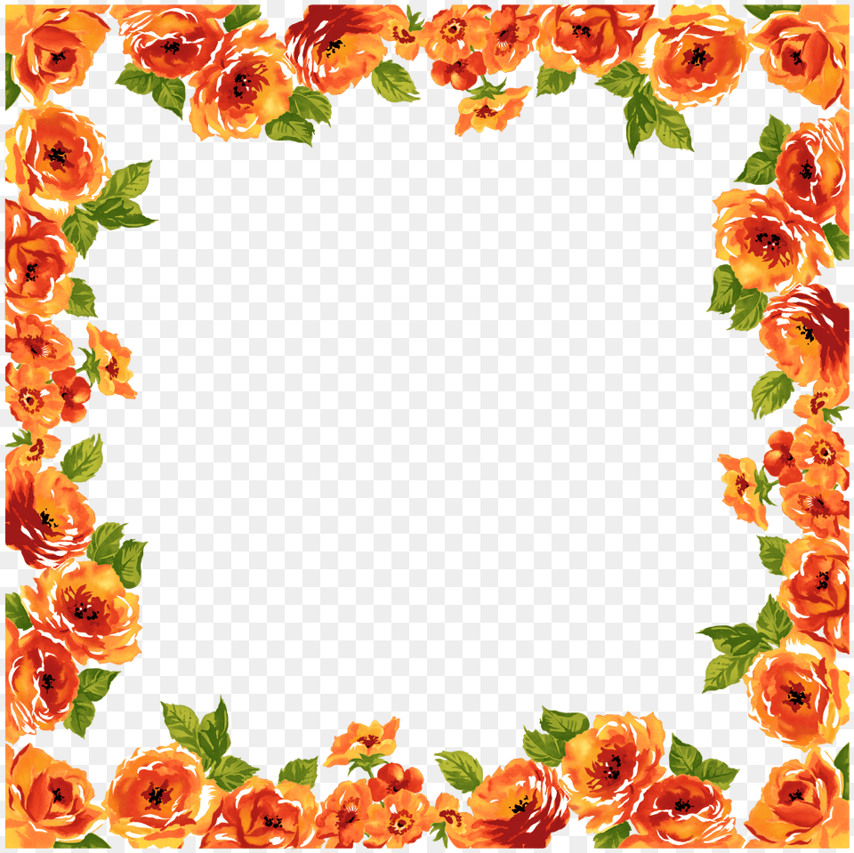 Fancy Wedding Border Flower Design Border Orange, Art, Floral Design, Graphics, Pattern Png