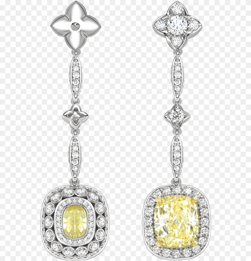 Fancy Yellow Cushion Shape Diamond Drop Earrings By Earrings, Accessories, Earring, Jewelry, Gemstone Png