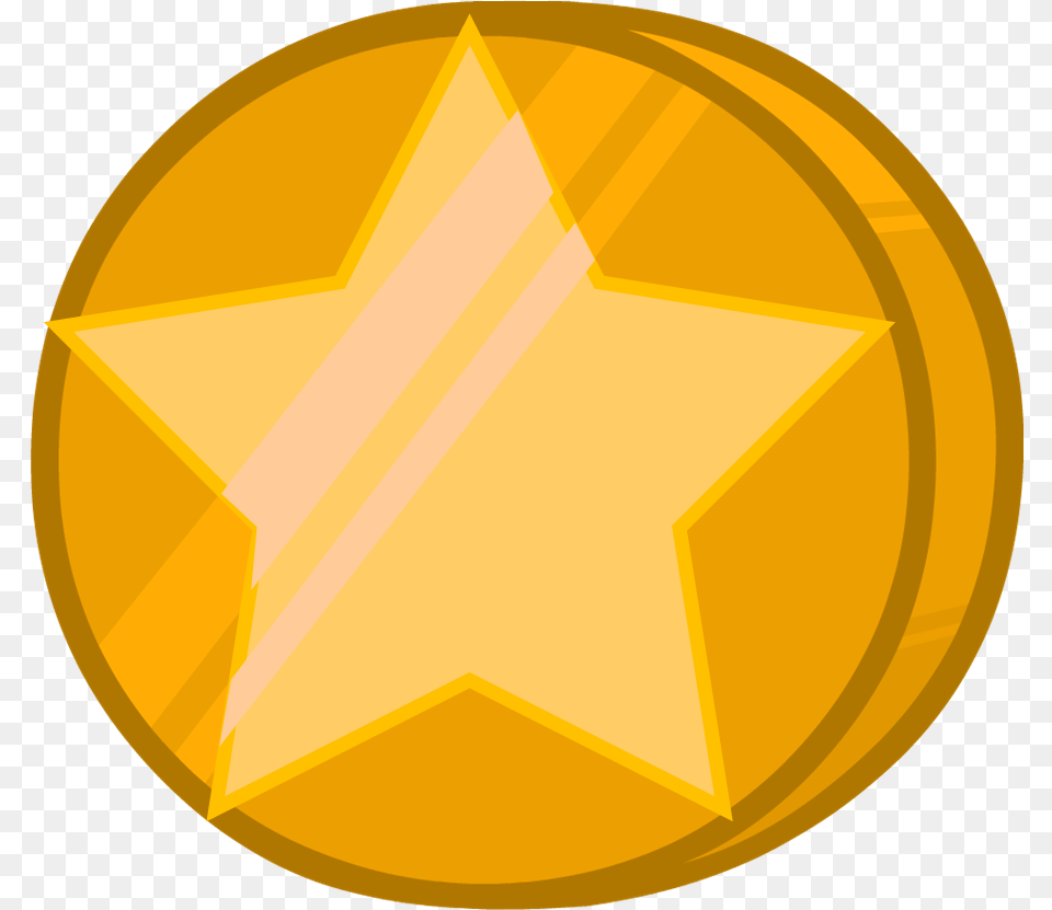 Fandom Bfdi Assets Star Coin, Star Symbol, Symbol, Gold, Disk Png Image