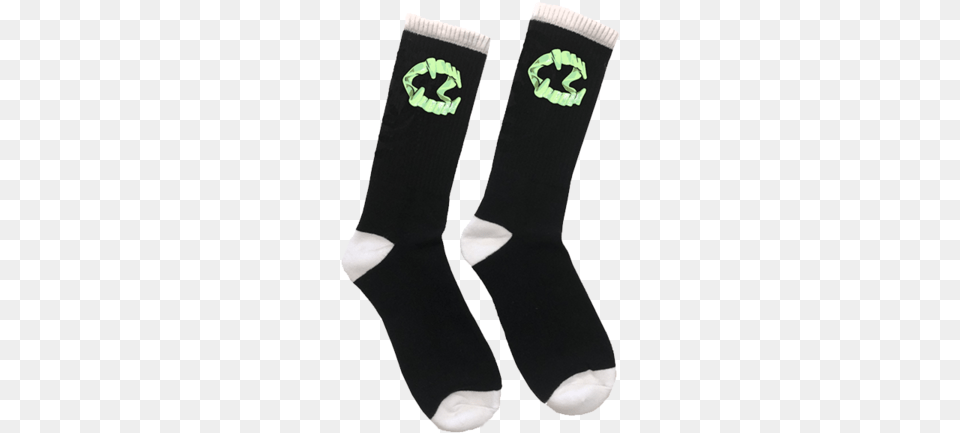 Fangs Black Crew Socks Sock, Clothing, Hosiery, Person Free Png Download