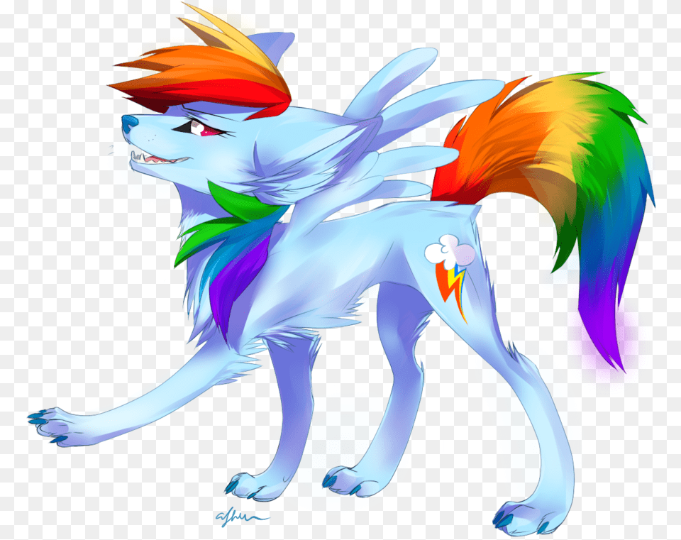 Fanmade Wolf Rainbow Dash By Affanita D55y3bp My Little Pony Wolves, Art, Book, Comics, Graphics Png Image