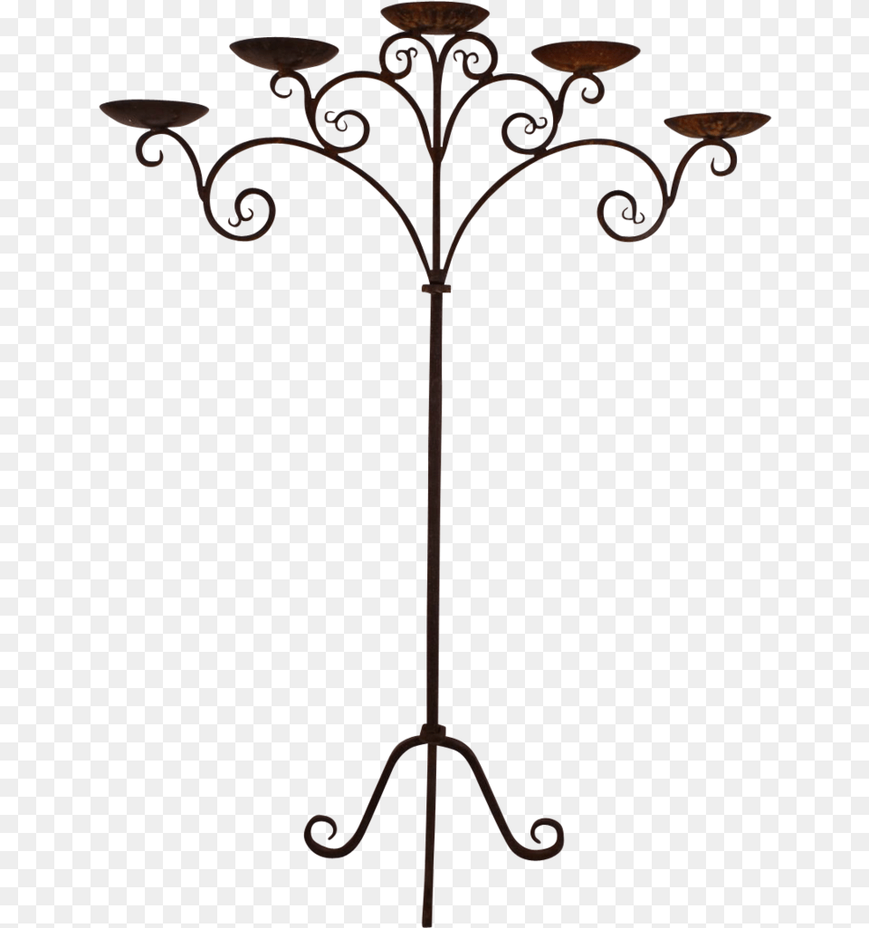 Fantastic Antique Gothic Wrought Iron Five Candle, Chandelier, Lamp, Furniture Free Png Download