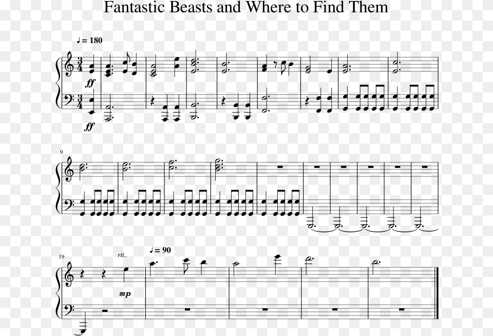 Fantastic Beasts Sheet Music, Gray Png