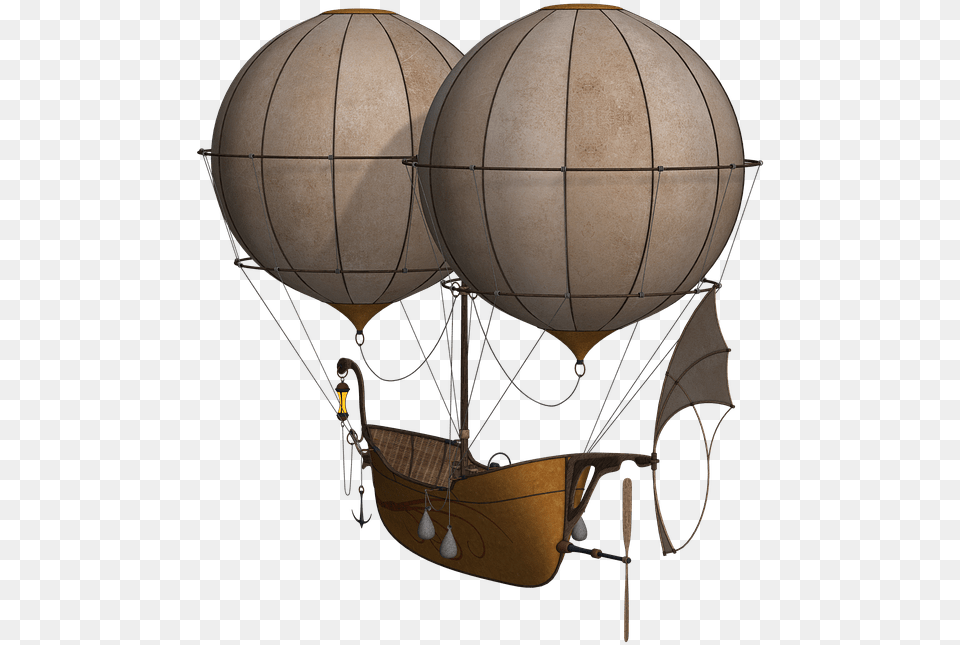 Fantasy Boat Hot Air Balloon Clip Arts Steampunk Airship Free Clipart, Aircraft, Transportation, Vehicle, Hot Air Balloon Png
