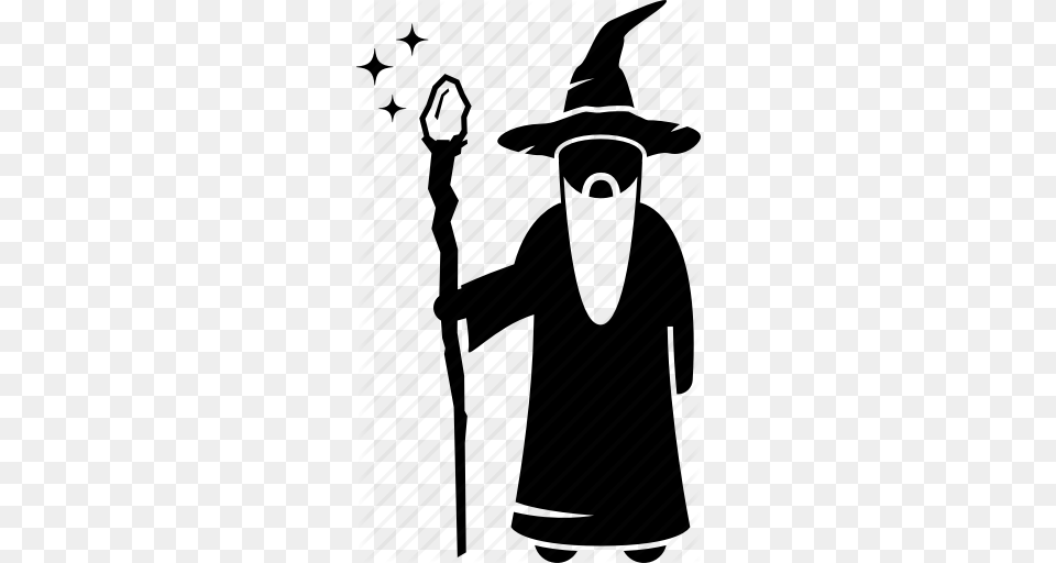 Fantasy Gandalf Magician Medieval Sorcerer Staff Wizard Icon, Clothing, Hat, Stick Free Png