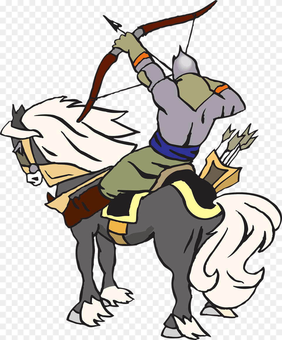 Fantasy Knight Archer Photo Gambar Animasi Kuda Perang, Sport, Person, Weapon, Bow Free Png