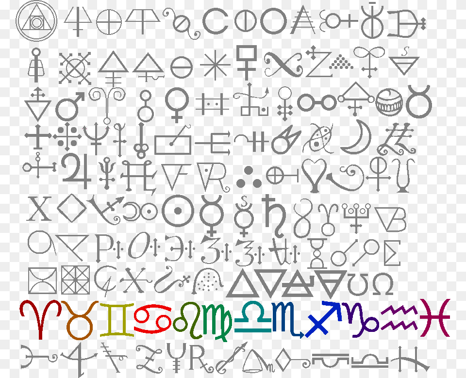 Fantroll Brainstorm Alchemical Symbols Zodiac Signs, Text, Alphabet Png