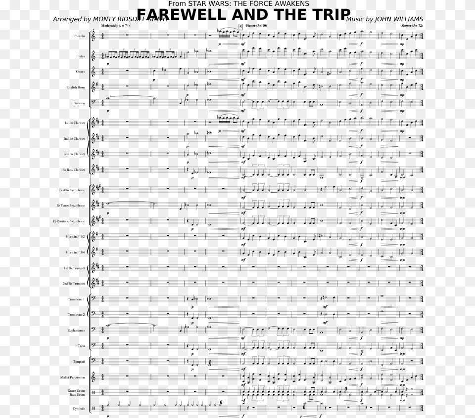 Farewell And The Trip Sheet Music Composed By Music Document, Gray Png