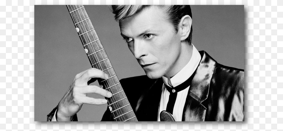 Farewell David Bowie David Bowie Jacket Guitar Hairstyle Amazing Bw Retro, Musical Instrument, Male, Man, Person Free Png Download