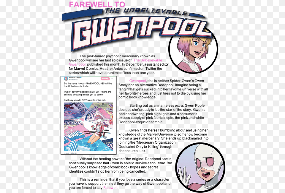 Farewell Gwenpool Unbelievable Gwenpool Title, Advertisement, Book, Comics, Poster Free Png