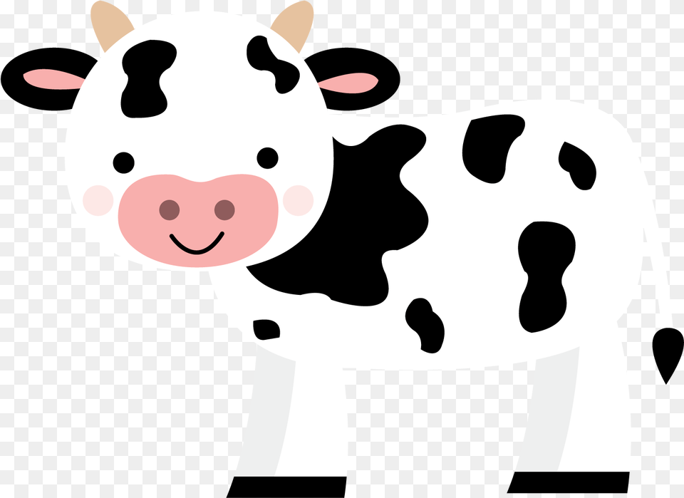 Farm Animals Cute Cow Transparent Cute Cow, Animal, Cattle, Dairy Cow, Livestock Png