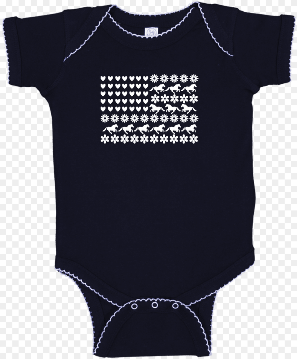 Farm Girl Baby Horse Usa Flag Infant Onesie Active Shirt, Clothing, T-shirt, Person Png Image